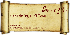 Szelényi Áron névjegykártya